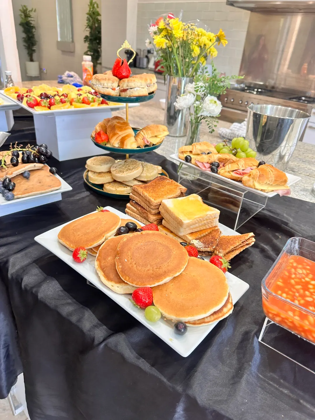 Rows of sliced fruit arranged for a private event