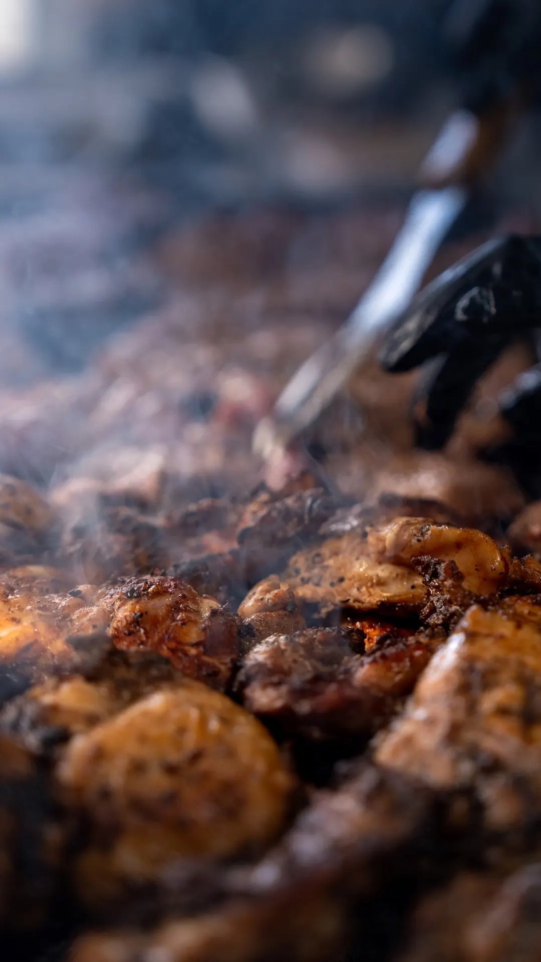 Grilling meat at the stall