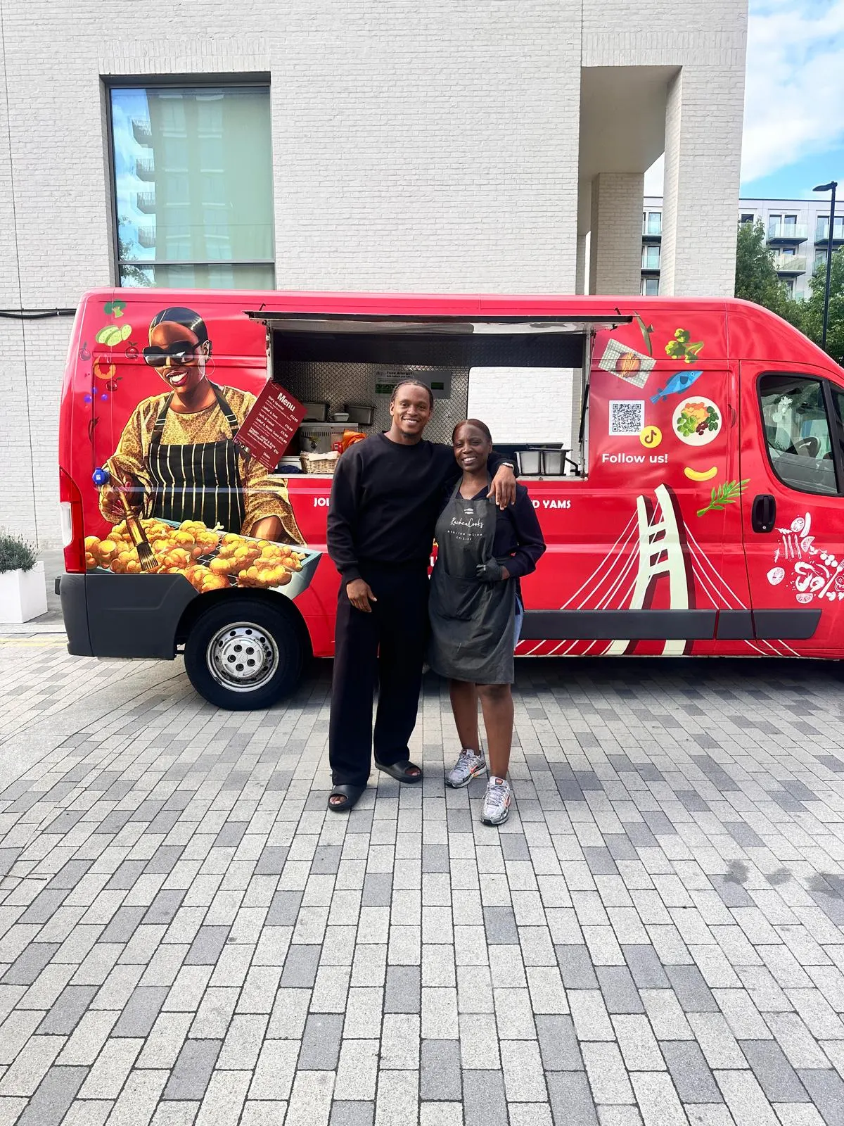 The van trading on a sunny London square